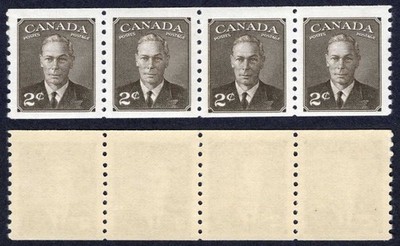 canada-sg420-2c-sepia-coil-strip-of-4-imperf-x-9-5-u-m-cat-38-pounds