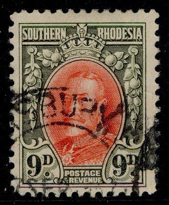 southern-rhodesia-gv-sg21b-9d-vermilion-olive-green-fine-used-cat-18