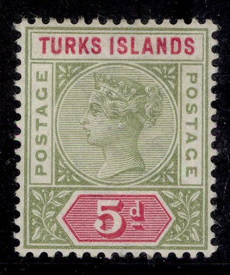 turks-caicos-islands-qv-sg72-5d-olive-green-carmine-lh-mint-cat-13