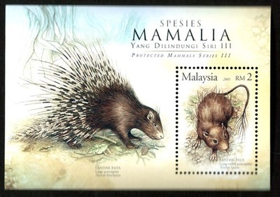 malaysia-2005-mammals-long-tailed-porcupine-2r-miniature-sheet-fine-mnh-40