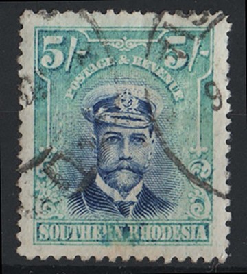 southern-rhodesia-1924-5s-admiral-blue-blue-green-fu-sg14