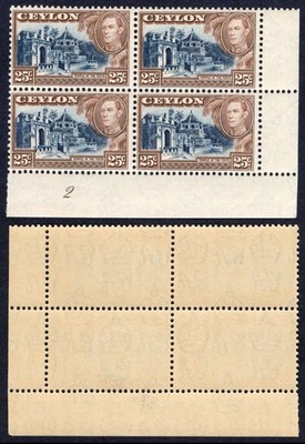 ceylon-sg392a-25c-wmk-upright-u-m-plate-block-of-4-toned-gum-cat-18-pounds