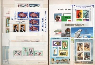 gabon-1962-90-group-of-18-um-m-sheets-incl-1962-aviation-kennedy-parrots-etc