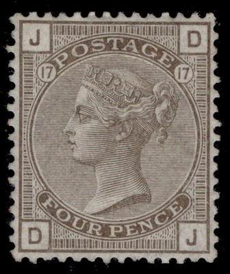 gb-qv-sg154-scarce-4d-grey-brown-plate-17-wmk-garter-m-mint-cat-2000-dj