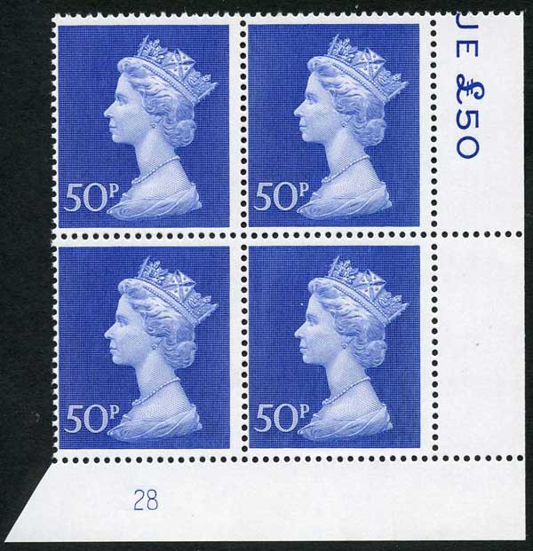 uc10-50p-deep-ultramarine-bradbury-paper-plate-28-block-of-four-u-m