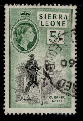 sierra-leone-qeii-sg220-5s-black-deep-green-fine-used