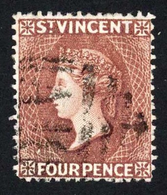 st-vincent-sg50-4d-red-brown-wmk-crown-ca-fine-used-cat-22-pounds