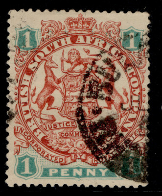 rhodesia-qv-sg42-1d-scarlet-emerald-fine-used