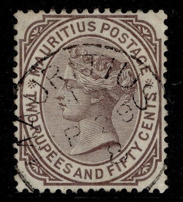 mauritius-qv-sg100-2r-50-brown-purple-very-fine-used-cat-85-cds