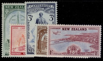 new-zealand-gvi-sg703-707-1950-centenary-of-canterbury-set-nh-mint