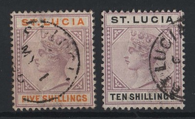 st-lucia-1891-die-ii-5s-10s-vfu-cds-sg51-52-c360
