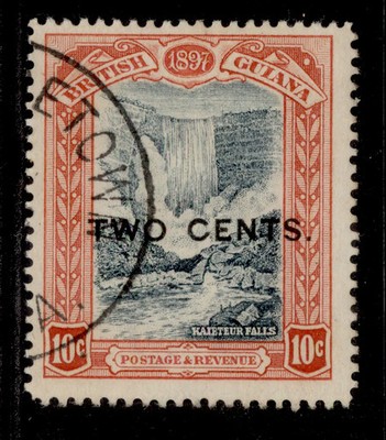 british-guiana-qv-sg223-2c-on-10c-blue-black-brown-red-fine-used