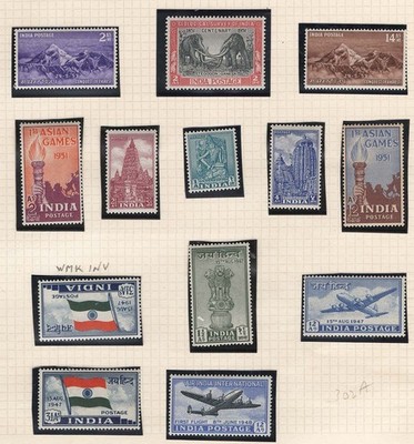 india-1947-53-range-of-sets-f-mint-some-um-incl-1947-flag-wmk-inverted