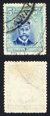 southern-rhodesia-sg14-5-blue-and-blue-green-used-creased-cat-180-pounds