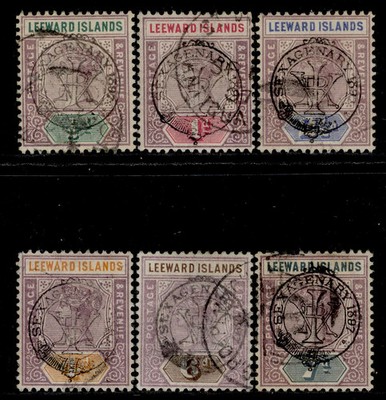 leeward-islands-qv-sg9-14-1897-short-set-handstamped-fine-used-cat-490