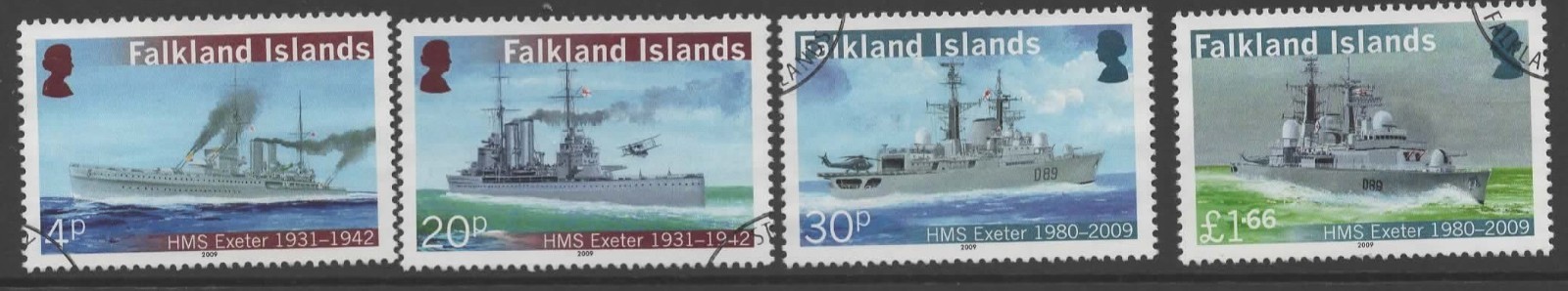 falkland-islands-sg1149-52-2009-hms-exeter-used