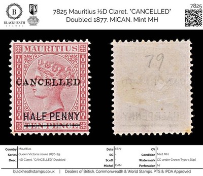 7825-mauritius-d-claret-cancelled-doubled-1877-mican-mint-mh
