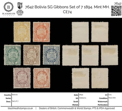 7642-bolivia-sg63-69-set-of-7-1894-mint-mh-c74