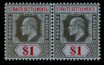 malaysia-straits-edvii-sg165-1-black-red-blue-lh-mint-cat-44-pair