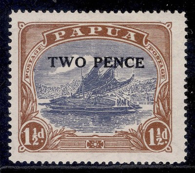 aus-papua-british-new-guinea-gv-sg122-2d-on-1d-brt-blue-brt-brn-m-mint