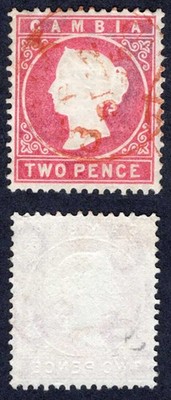 gambia-sg13b-2d-rose-wmk-cc-upright-cds-used-cat-12-pounds