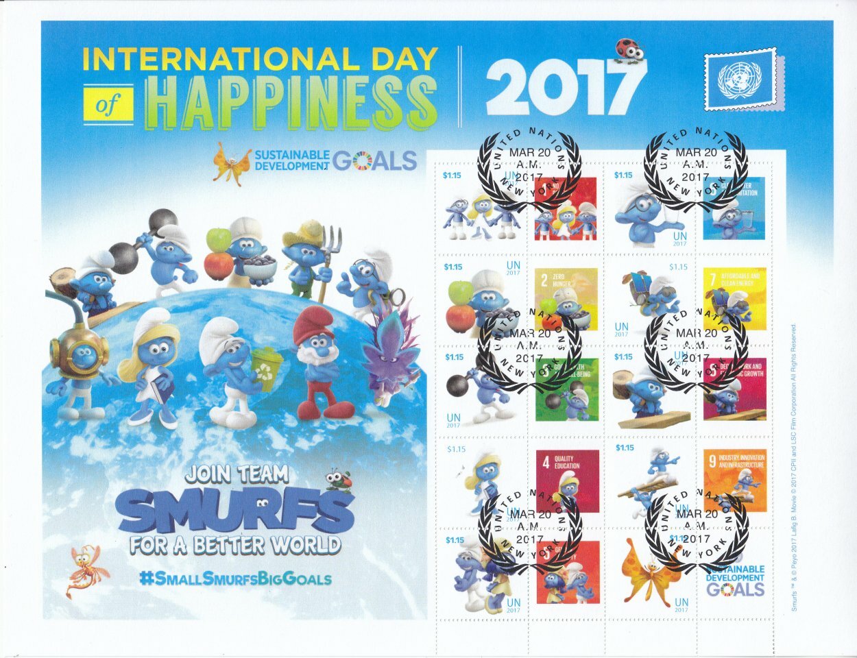 un-2017-international-day-of-happiness-personalised-stamp-sheet-s80-cto