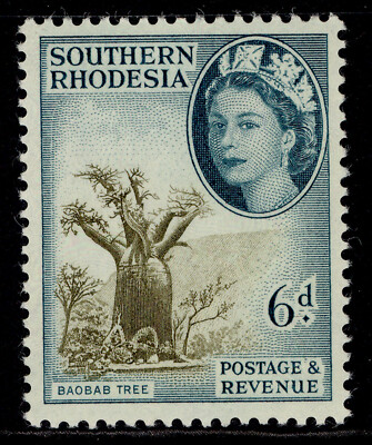 southern-rhodesia-qeii-sg84-6d-brown-olive-deep-turqoise-green-nh-mint