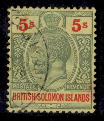 british-solomon-islands-gv-sg36-5s-green-red-yellow-fine-used-cat-60