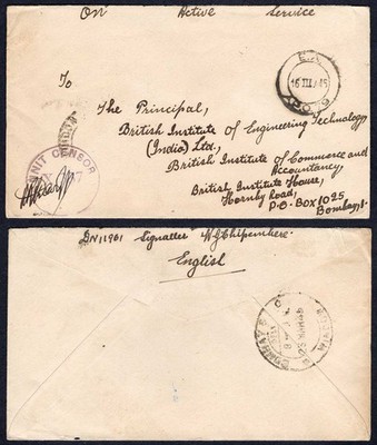 kut-eaf-wwii-1945-on-active-service-stampless-censor-cover-to-bombay