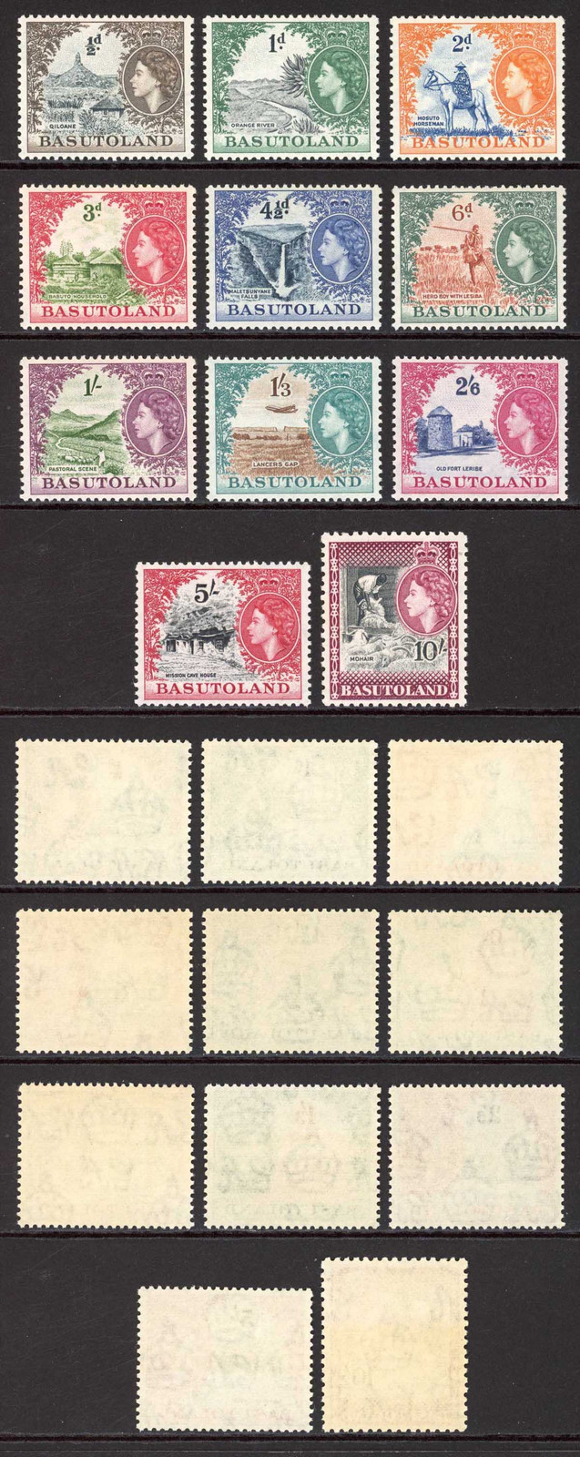 basutoland-sg43-53-set-of-11-fresh-colour-u-m-cat-110-pounds