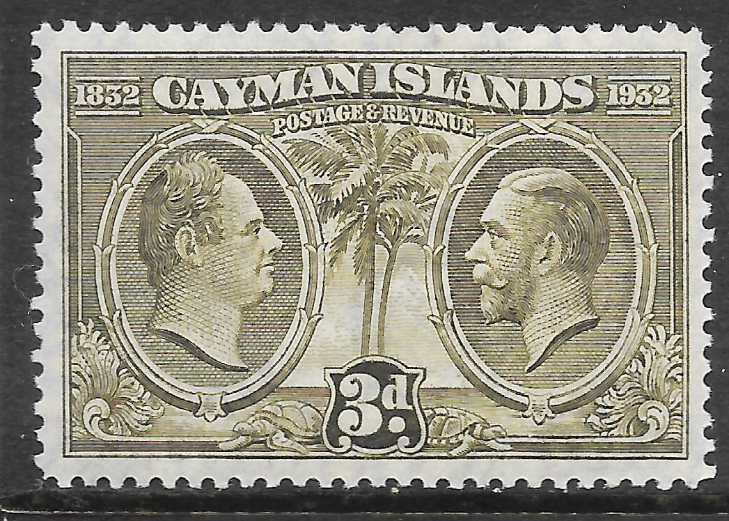 cayman-islands-sg90-1932-3d-olive-green-centenary-mtd-mint-r