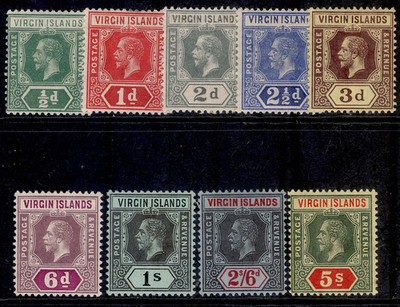 british-virgin-islands-gv-sg69-77-1913-19-complete-set-m-mint-cat-130