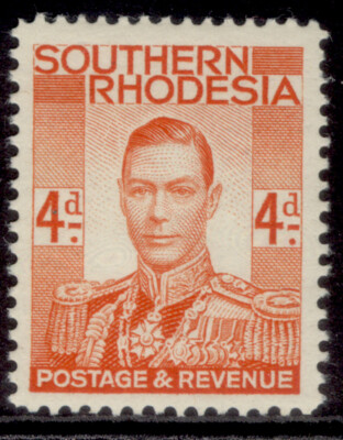 southern-rhodesia-gvi-sg43-4d-red-orange-m-mint