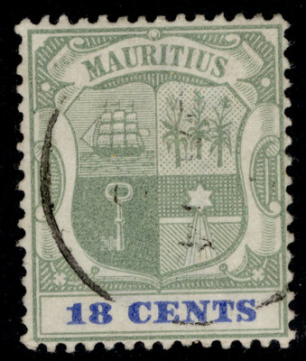 mauritius-qv-sg132-18c-green-ultramarine-fine-used