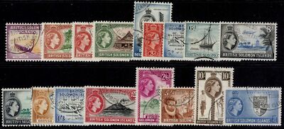 british-solomon-islands-qeii-sg82-96-1956-63-complete-set-fine-used-cat-130
