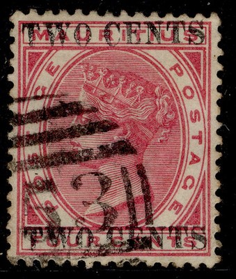 mauritius-qv-sg118b-2c-on-4c-carmine-used-cat-90-surch-double