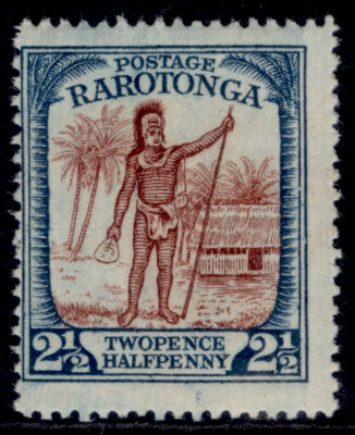cook-islands-gv-sg83-2d-red-brown-steel-blue-m-mint-cat-14