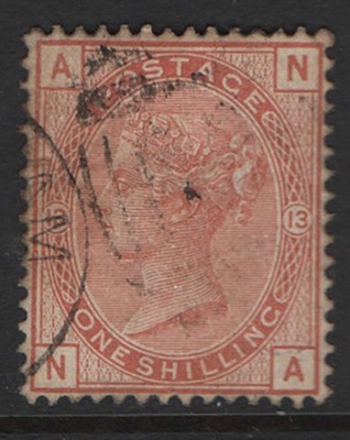 gb-1873-1s-orange-brown-plate-13-wmk-spray-sg151-very-fine-used-well-centred