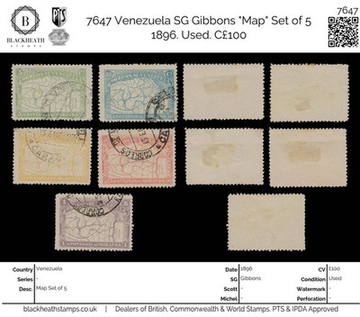 7647-venezuela-sg169-173-map-set-of-5-1896-used-c100