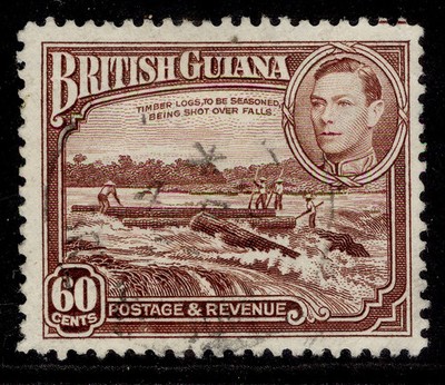 british-guiana-gvi-sg315-60c-red-brown-fine-used