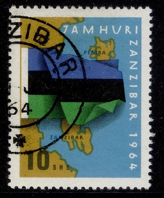 zanzibar-qeii-sg446-10s-flag-on-map-fine-used-cat-14