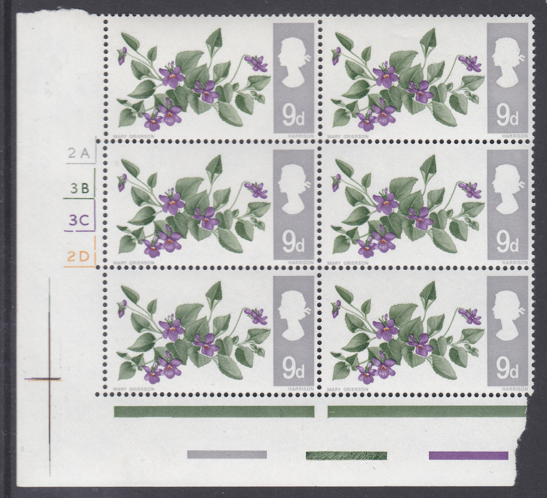 sg721-9d-1967-british-flowers-ord-cylinder-2a-2d-no-dot-block-u-m