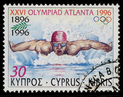 cyprus-qeii-sg909-1996-30c-swimming-fine-used