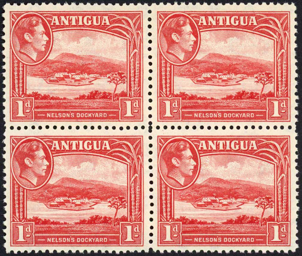 antigua-sg99-1d-scarlet-block-of-four-u-m-cat-14-pounds