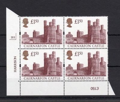 1-50-castles-unmounted-mint-plate-2ee-block-with-offset-of-gold-on-back