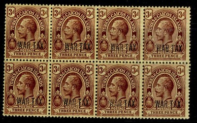 turks-caicos-islands-gv-sg141-3d-purple-yellow-buff-lh-mint-cat-20-block