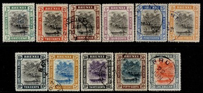 brunei-edvii-sg23-33-1907-10-complete-set-fine-used-cat-375-cds-pmks
