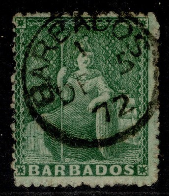 barbados-qv-sg43-d-green-vfu-cat-10-cds-pmk