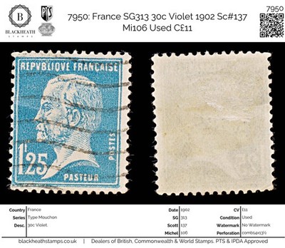 7950-france-sg313-30c-violet-1902-sc-137-mi106-used-c11