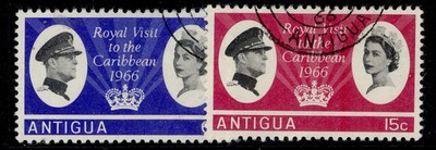 antigua-qeii-sg174-175-1966-royal-visit-set-fine-used